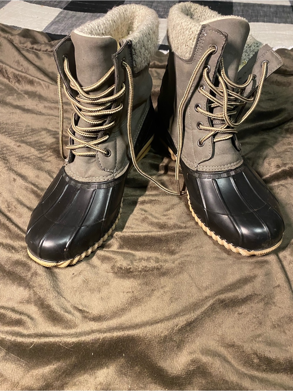 Men's Olive and Black Insulated Duck Boots